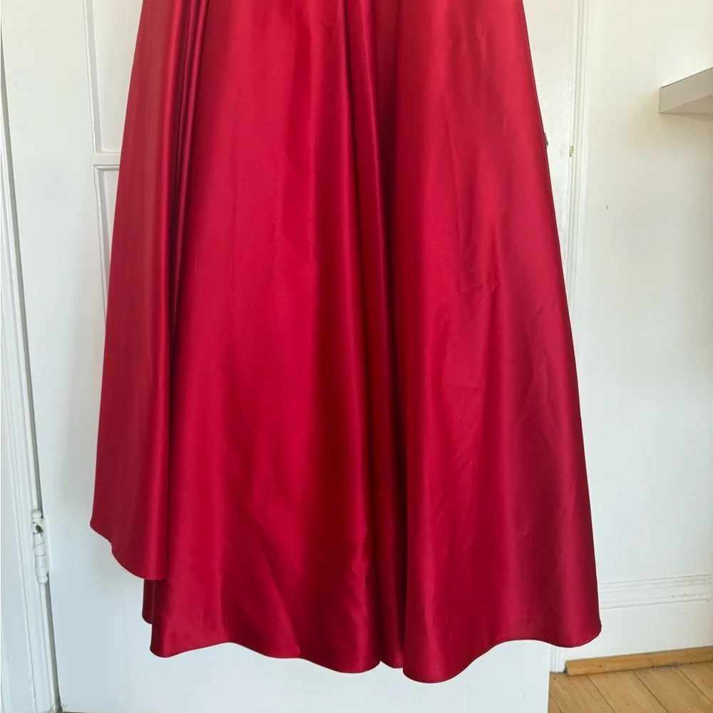 Betsy & Adam Red Strapless Princess Gown - Picture 6 of 13